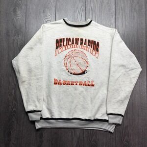 Vintage Pelicans Rapids Basketball 1980s Sweatshirt Medium Grey Sports Ringer